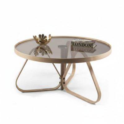 Table basse de designer Table en verre de luxe Table ronde en bois de salon