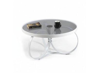 Table basse blanche Mobilier de salon Table en verre design Table d'appoint