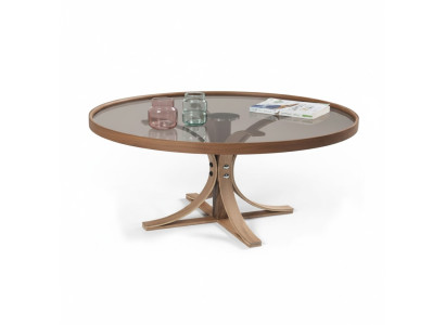 Table en bois marron Table basse Design Table basse Salon Table en verre Meubles