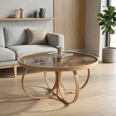 Salle de séjour Table basse de salon Table basse ronde de designer Table en verre Mobilier de luxe