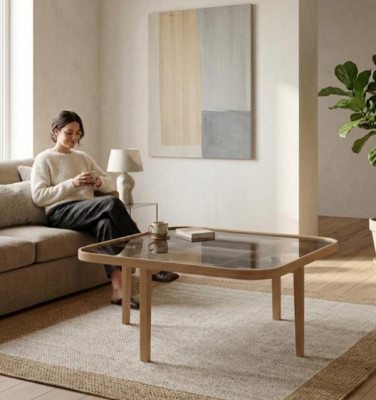 Salle de séjour Table basse Moderne Mobilier de luxe Table en verre Designer Bois