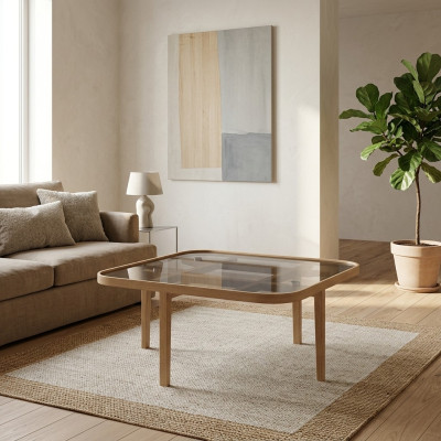 Salle de séjour Table basse Moderne Mobilier de luxe Table en verre Designer Bois