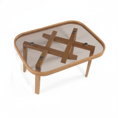 Meubles de luxe Table basse Mobilier moderne Table en verre Beige Salon