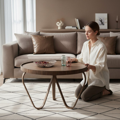 Table basse Salon Design Tables Mobilier de luxe Table d'appoint Bois Moderne