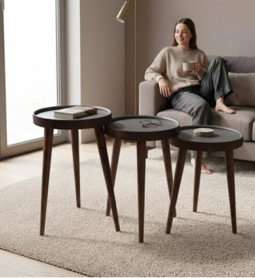Braun Holz 3x Kaffeetische Wohnzimmer Kompletter Beistelltisch Luxustische