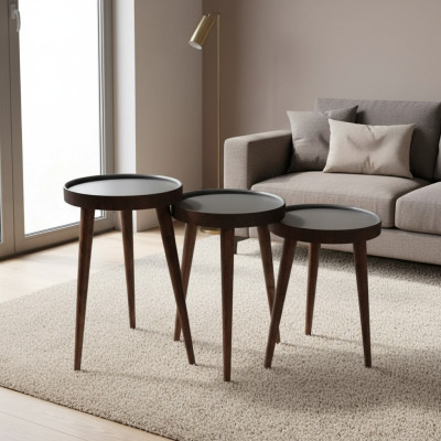 Braun Holz 3x Kaffeetische Wohnzimmer Kompletter Beistelltisch Luxustische