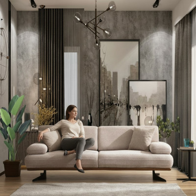 Salon Moderne Canapé Trois Places Design Canapé Rembourré de Luxe Mobilier