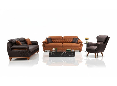 Salon complet moderne 3 pièces comprenant 2 canapés 3 places et 1 fauteuil de luxe neuf.