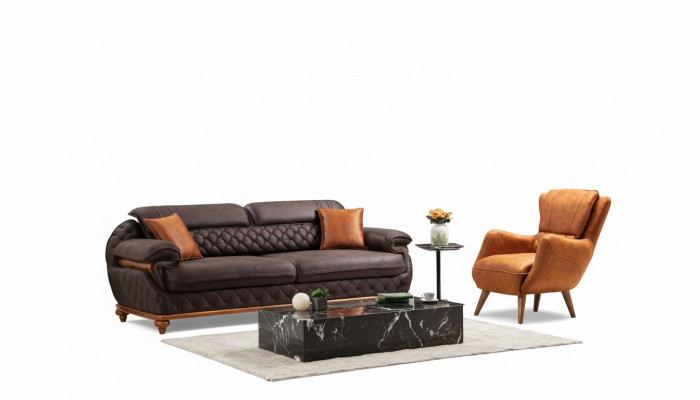 Ensemble de salon complet moderne Fauteuil Canapé Canapé Revêtement de siège Trois places