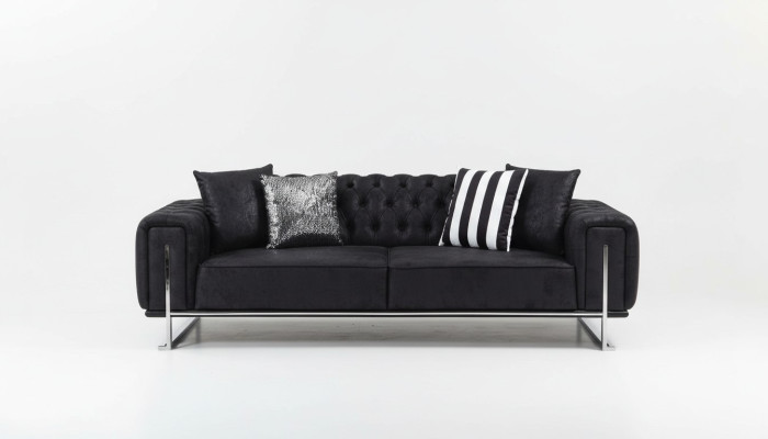 Ensemble de salon 2x canapé trois places style Chesterfield fauteuil design de luxe de meubles