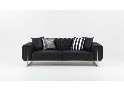 Ensemble de salon 2x canapé trois places style Chesterfield fauteuil design de luxe de meubles