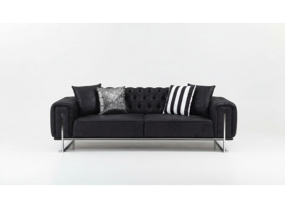 Ensemble de salon 2x canapé trois places style Chesterfield fauteuil design de luxe de meubles
