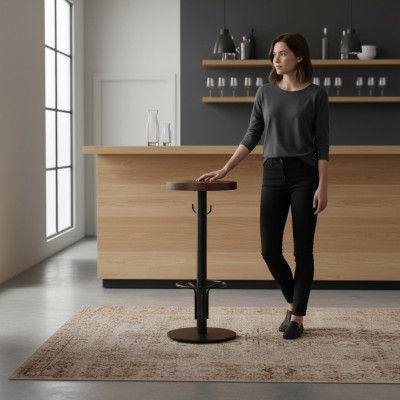 Table de bar Table de bar ronde Moderne Bois Marron Meubles nouveau design de luxe