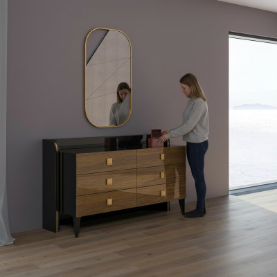 Moderne Luxus-Schlafzimmer-Schubladen mit Spiegelschrankmöbeln