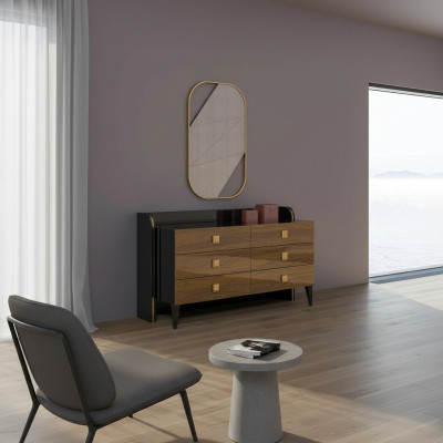 Moderne Luxus-Schlafzimmer-Schubladen mit Spiegelschrankmöbeln