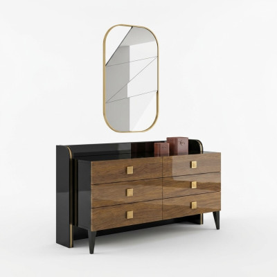 Moderne Luxus-Schlafzimmer-Schubladen mit Spiegelschrankmöbeln