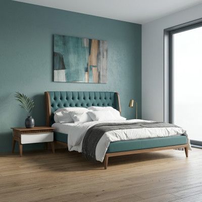 Ensemble de chambre à coucher 3 pièces Lit double de luxe 2 tables de chevet Mobilier moderne