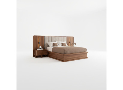 Ensemble de chambre de luxe complet Lit double 2x Tables de chevet Moderne nouveau