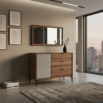 Meubles de design moderne Chambre commode marron avec miroir de luxe
