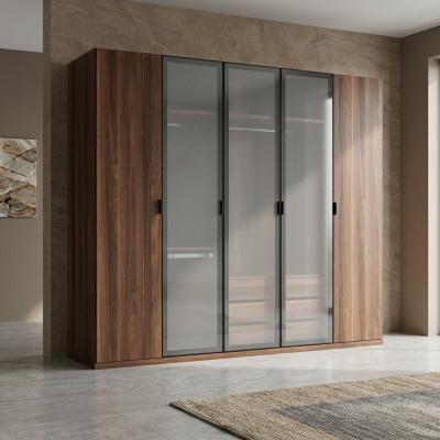 Armoire en bois brun chambre design moderne placard meuble.