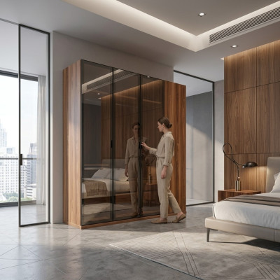Armoire en bois de garde-robe moderne Armoire de luxe pour chambre à coucher Nouveaux meubles