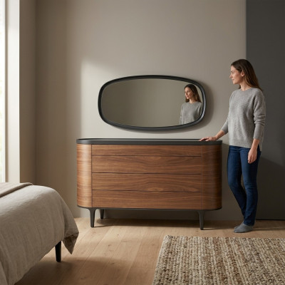 Commode avec Design de Miroir Armoire de Luxe Style Moderne Mobilier de Chambre Nouveau