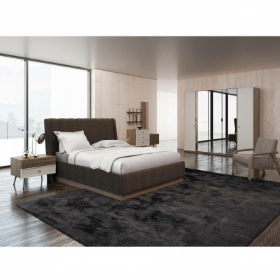 Chambre de luxe avec lit double, 2 tables de chevet en bois, ensemble complet de 6 pièces de style moderne.