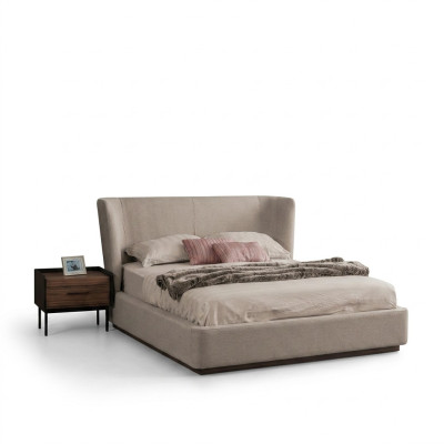 Ensemble de chambre à coucher moderne en beige avec lit double 2 tables de chevet Mobilier de luxe neuf