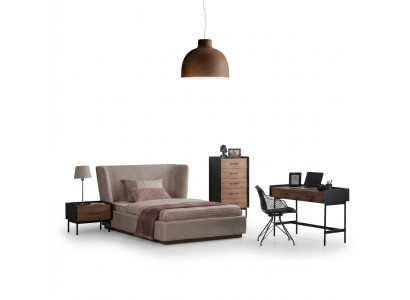 Conception complète Lit de chambre à coucher en 4 parties Table de chevet Moderne Commode nouvelle