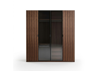 Conception de chambre à coucher de garde-robe moderne Armoire en bois Armoire de luxe Portes en verre