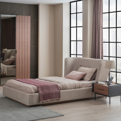 Ensemble de chambre moderne complet, lit de luxe, table de chevet 2 pièces, ensemble de meubles en bois