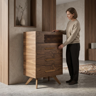 Design de commode de chambre moderne de style de luxe Armoire en bois nouveau mobilier