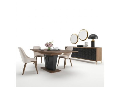 Ensemble de salle à manger Table à manger moderne Salle à manger 6x chaises Meubles en bois de luxe