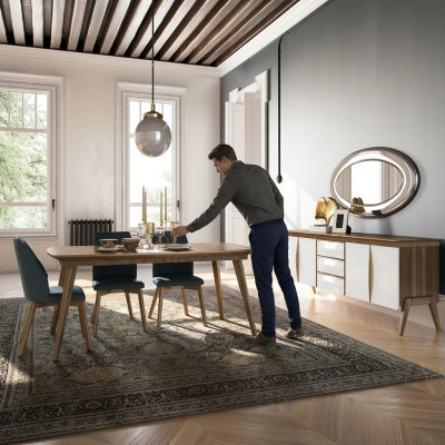 Ensemble de salle à manger Design Mobilier de salle à manger Blanc Ensemble de luxe Table à manger 4x Chaises Buffet