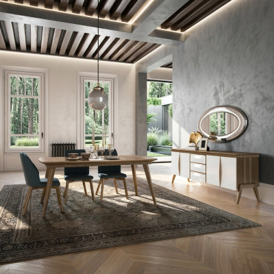 Ensemble de salle à manger Design Mobilier de salle à manger Blanc Ensemble de luxe Table à manger 4x Chaises Buffet