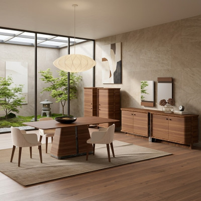Ensemble de salle à manger de luxe Complet Table à manger Design Buffet de salle à manger 2x Armoire de salle à manger