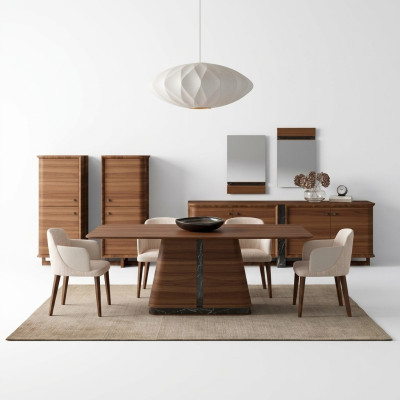 Ensemble de salle à manger de luxe Complet Table à manger Design Buffet de salle à manger 2x Armoire de salle à manger