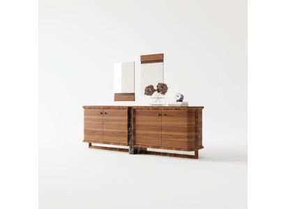 Buffet complet de luxe avec design de 2 miroirs Armoire en bois Mobilier de salle à manger