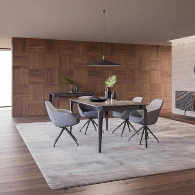 Salle à manger de luxe Table à manger complète 4x Chaises Mobilier Buffet avec miroir