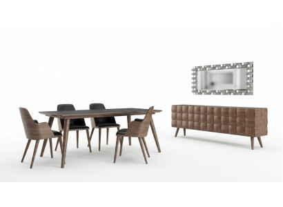Ensemble complet Salle à manger 7 pièces Table à manger neuve 4x Chaises Buffet de luxe avec miroir.