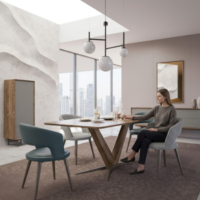 Salle à manger Ensemble de chaises de 8 pièces neuf Table à manger Buffet Design Vitrine