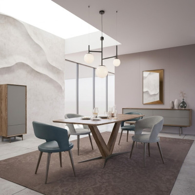 Salle à manger Ensemble de chaises de 8 pièces neuf Table à manger Buffet Design Vitrine