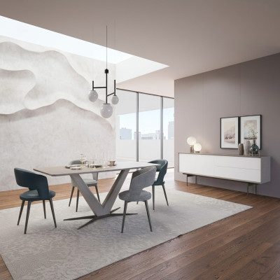 Salle à manger Design Table à manger complète Mobilier Buffet Ensemble de chaises 4x