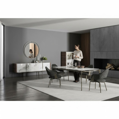 Ensemble de salle à manger de luxe 8 pièces Mobilier Table à manger Chaises 4x Meubles en bois Buffet