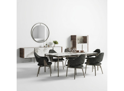 Ensemble de salle à manger de luxe 8 pièces Mobilier Table à manger Chaises 4x Meubles en bois Buffet