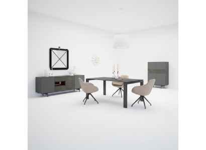 Ensemble de salle à manger de designer Table de salle à manger Chaises en métal Textile Set de salle à manger Armoire