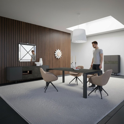 Ensemble de salle à manger Ensemble de salle à manger 8 pièces Table à manger 4x Chaises Luxe Armoire Conception Ameublement