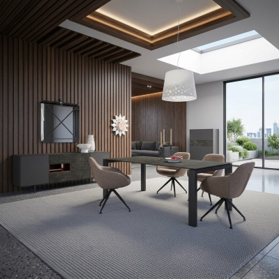 Ensemble de salle à manger Ensemble de salle à manger 8 pièces Table à manger 4x Chaises Luxe Armoire Conception Ameublement
