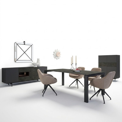 Ensemble de salle à manger Ensemble de salle à manger 8 pièces Table à manger 4x Chaises Luxe Armoire Conception Ameublement