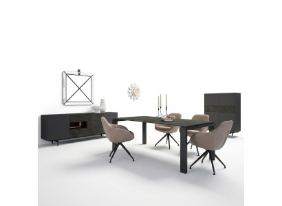 Ensemble de salle à manger Ensemble de salle à manger 8 pièces Table à manger 4x Chaises Luxe Armoire Conception Ameublement